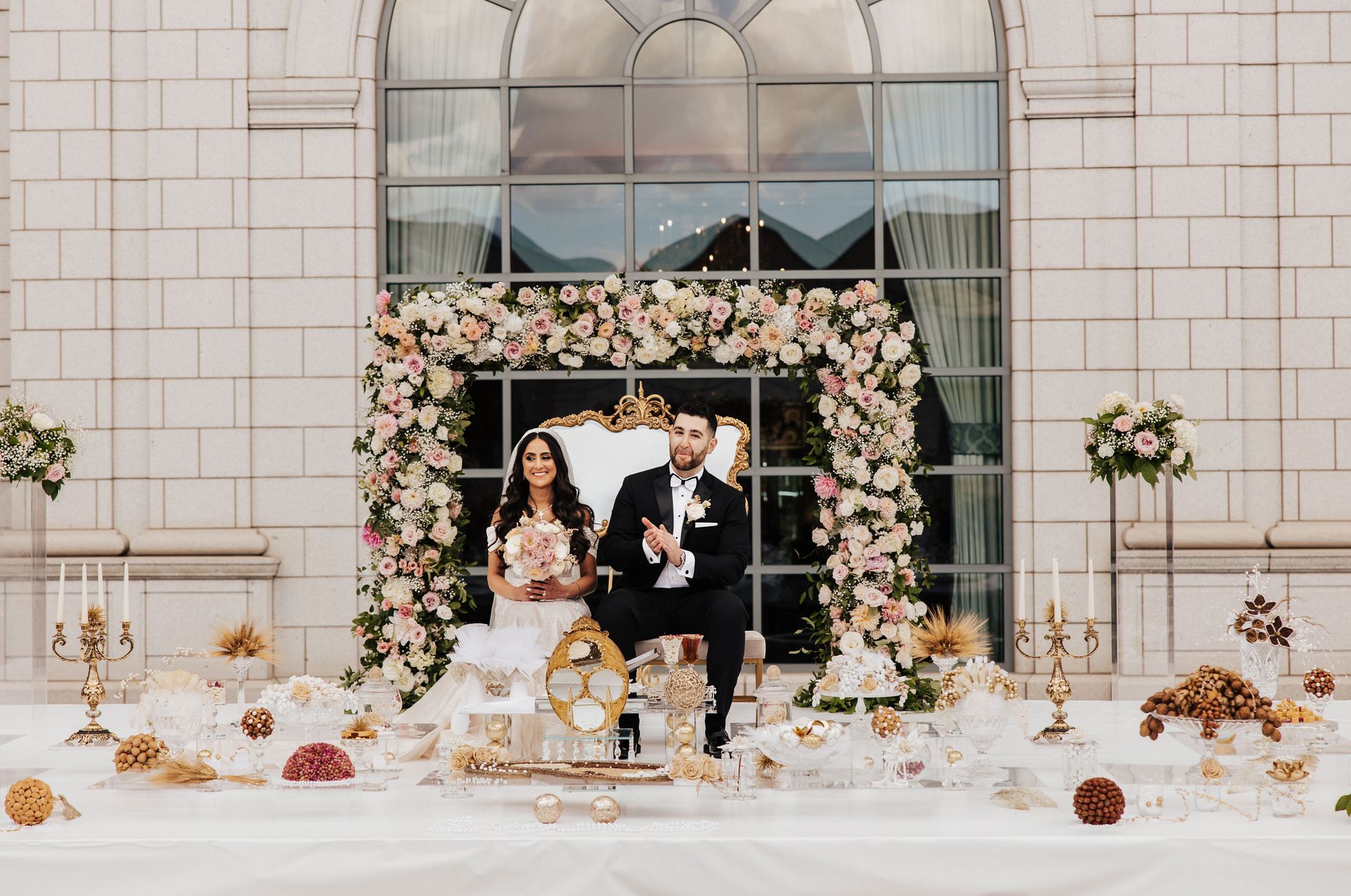 Bride and Groom Seated Sofreh Aghd