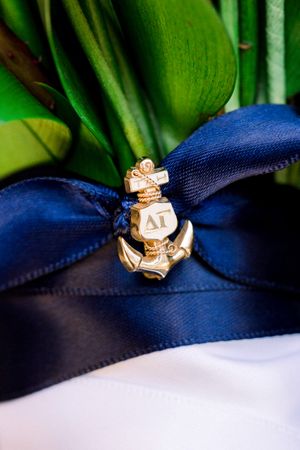 Delta Tau Pin Bridal Bouquet Detail