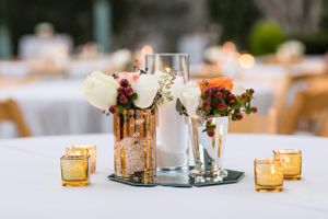 White Rose and Candle Centerpiece Detail