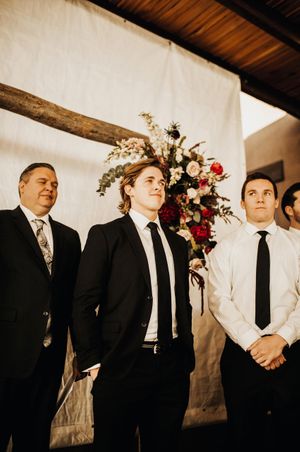 Groom Waiting for His Bride to Come Down the Aisle Ring Ceremony