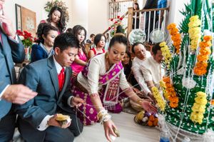 Bride, Groom, and Family Gather For Traditional Ceremony Ceremony