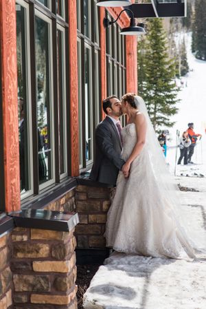 Hoopes Events | Ilana and Dave | Canyons Resort | Park City Utah | Bride and Groom Kissing Outside Lodge Ilana_Dave_Canyon_Resort_Park_City_Utah_Bride_and_Groom_Kissing_Outside-Lodge.jpg