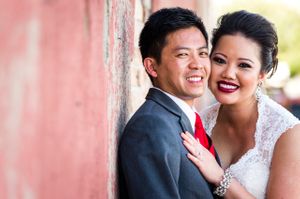 Bride and Groom Smiling Couple