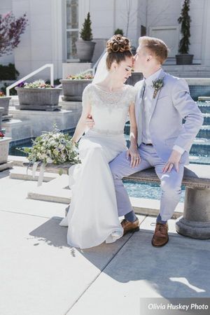 Hoopes Events | Lexie and Neil | Utah State Capitol | Salt Lake City Utah | Groom Kissing Bride On Forehead Outside Bountiful Temple Lexie_Neil_Utah_State_Capitol_Salt_Lake_City_Utah_Groom_Kissing_Bride_on_Forehead_Bountiful_Temple.jpg