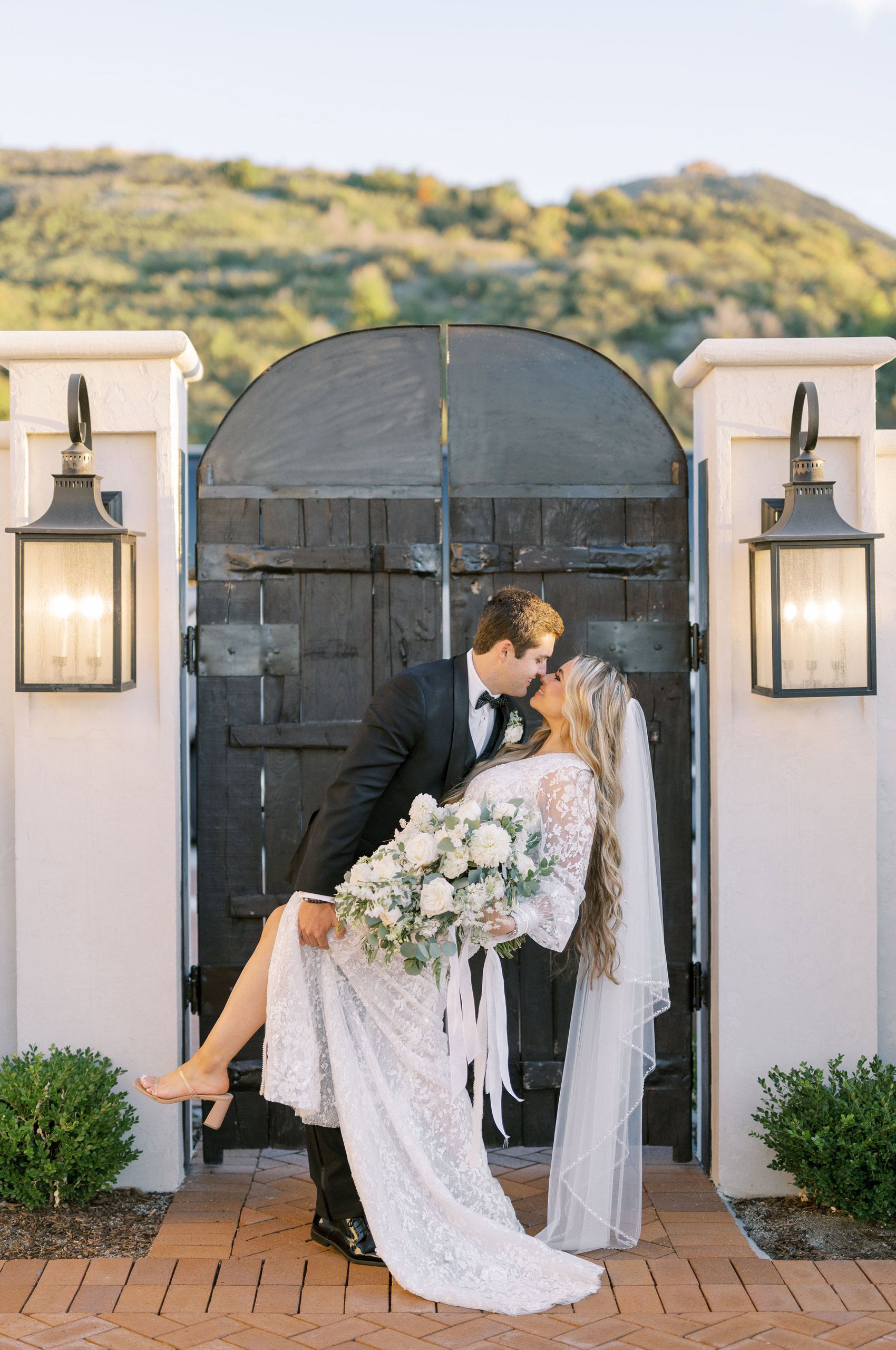 Kissing Bride and Groom