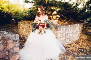 Bride with Stone Wall Backdrop Bride