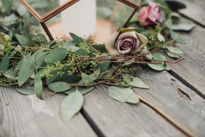 Copper and Glass Tetrahedron Centerpiece Details