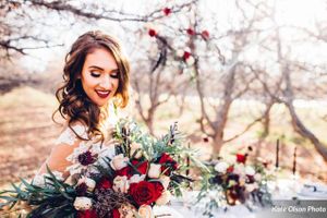 Smiling Bride with Bold Bridal Bouquet Bride