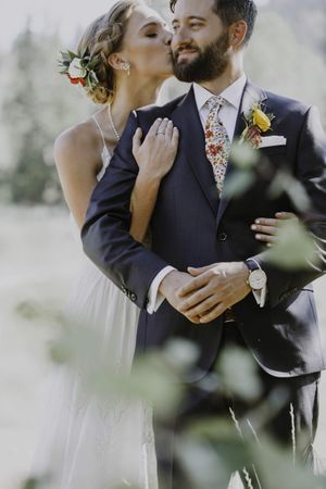 Bride Kissing Groom First Look