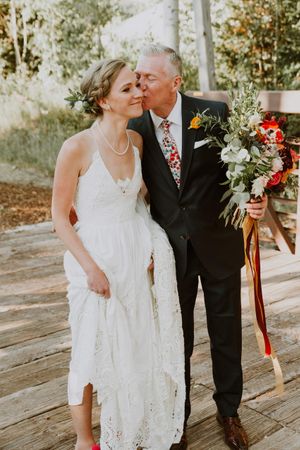 Father Kisses Bride Good-Bye Ceremony
