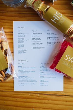 Wedding Itinerary Details