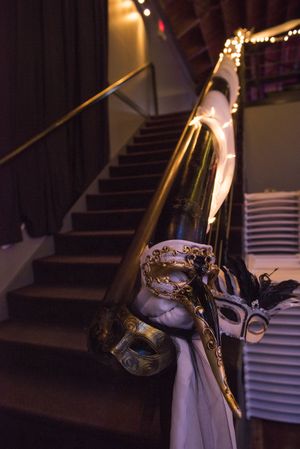 Mardi Gras Masks on Stairway Sizzling Platters 2015