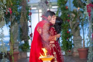 Couple Embrace After Ceremony Ceremony