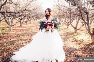 Stunning Bridal Bouquet Apple Orchard with Bride
