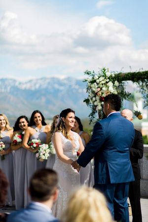 Hoopes Events | Tessa and Taani | Utah State Capitol | Salt Lake City Utah | Ceremony | Pineapples Hanging From Wooden and Flower-Decked Backdrop Tessa_Taani_Utah_State_Capitol_Salt_Lake_City_Utah_Ceremony_Pineapple_Draped_Backdrop.jpg