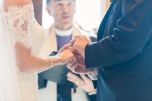 Bride and Groom Clasping Hands Ceremony