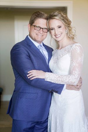 Bride with Smiling Father Pre-Ceremony
