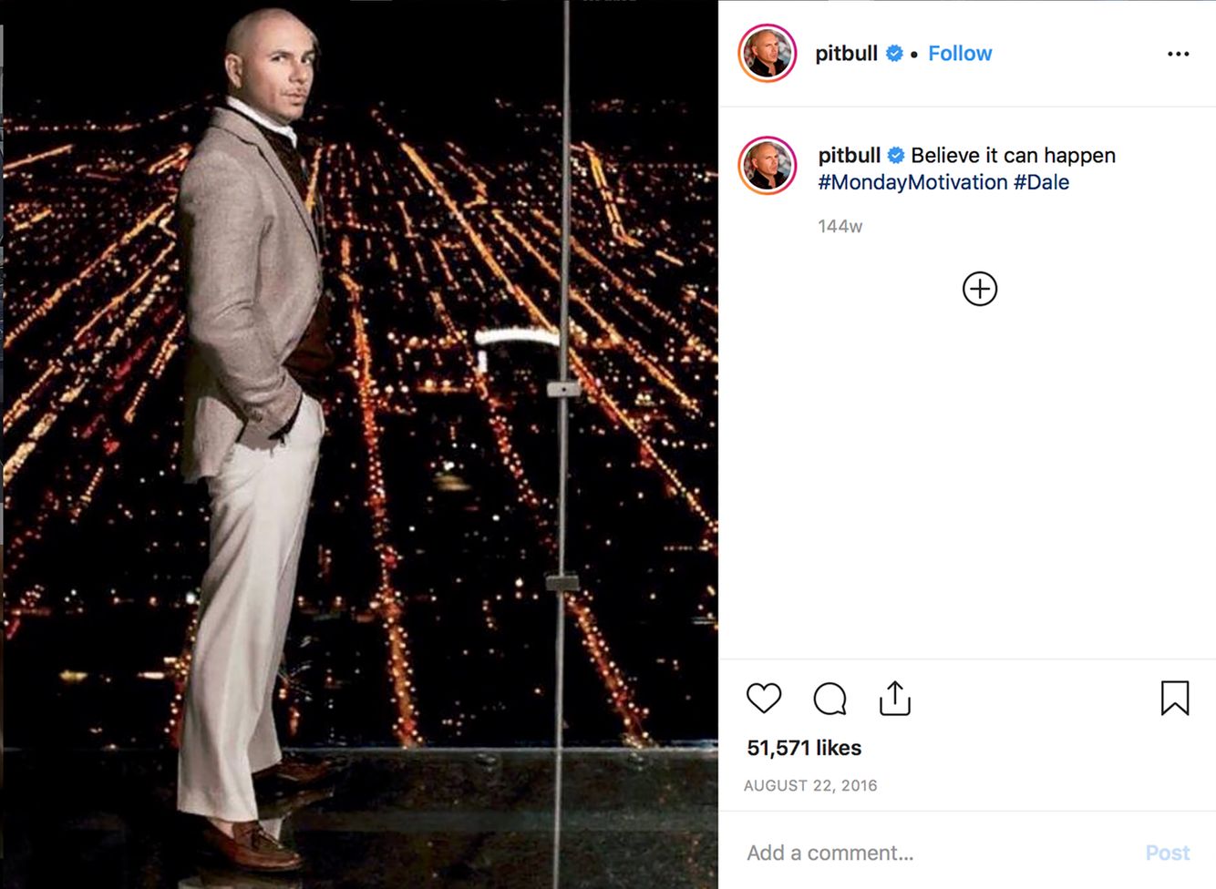 Pitbull Instagram Photo